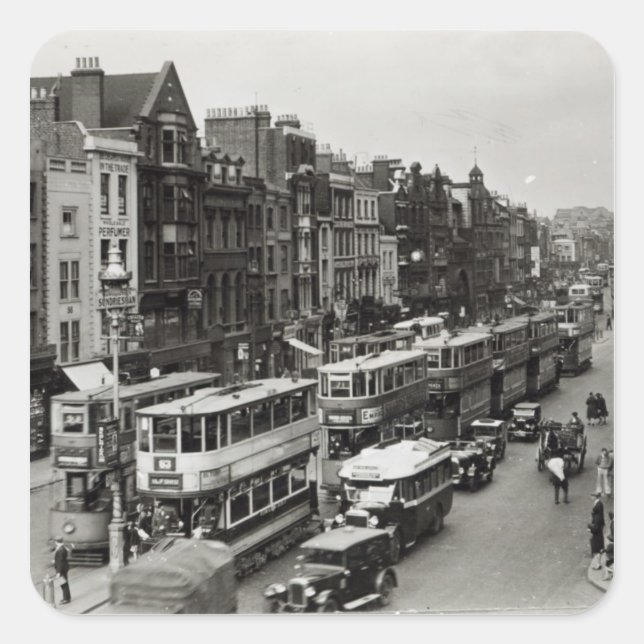 Whitechapel High Street, London, c.1930 Quadratischer Aufkleber (Vorderseite)