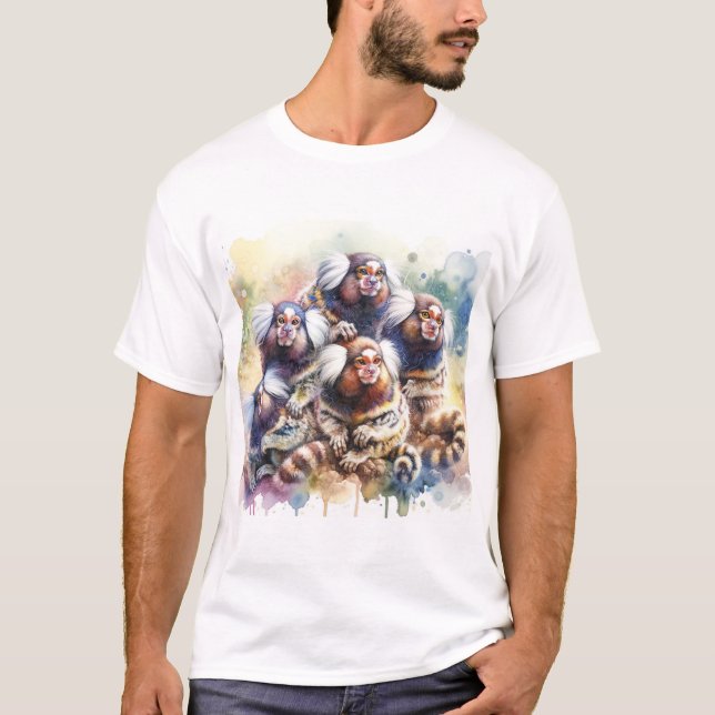 Whiteeared Marmosets 060624AREF122 - Watercolor T-Shirt (Vorderseite)