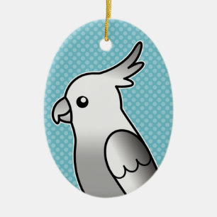 Whiteface Cartoon Cockatiel Parrot Bird Keramikornament