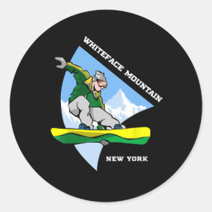 Whiteface Mountain New York Snowboard Runder Aufkleber