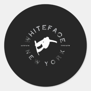 Whiteface Mountain New York Vintag Retro Snowboar Runder Aufkleber