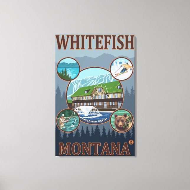 Whitefisch, MontanaScenic Travel Poster Leinwanddruck (Vorderseite)