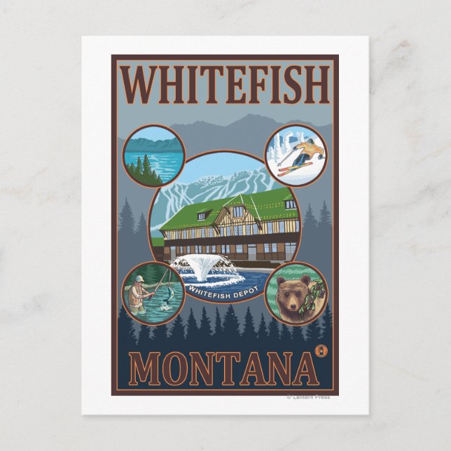 Whitefisch, MontanaScenic Travel Poster Postkarte (Vorderseite)