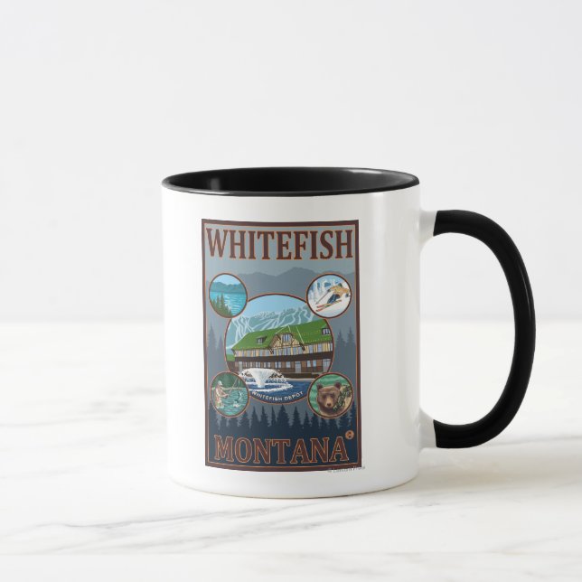Whitefisch, MontanaScenic Travel Poster Tasse (Rechts)