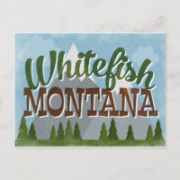 Whitefish Montana Fun Retro Snowy Mountains