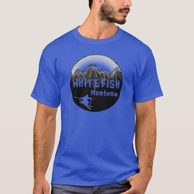 Whitefish Montana künstlerischer Skifahrer T-Shirt (Vorderseite)