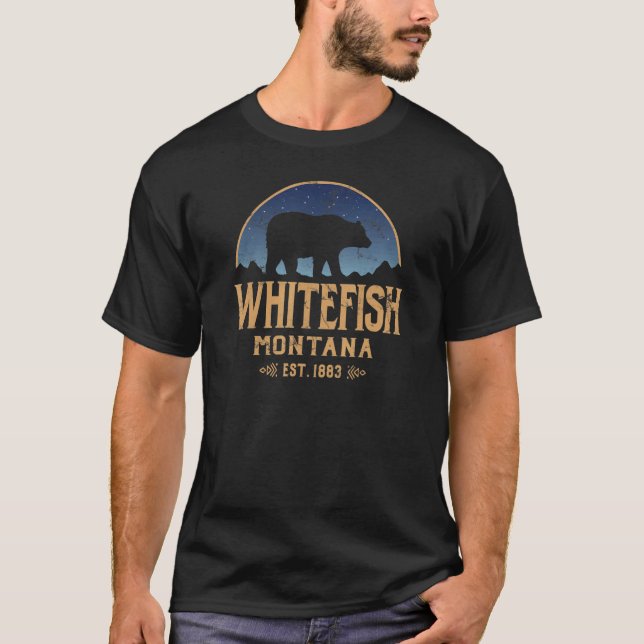 Whitefish Montana MT Big Sky Country Bear & Mounta T-Shirt (Vorderseite)