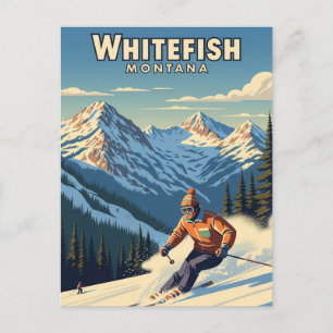 Whitefish Montana Skier Travel Postkarte