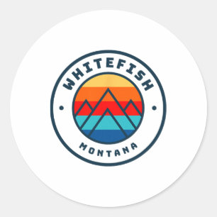 Whitefish Montana Skifahren Snowboarden Familie Sk Runder Aufkleber