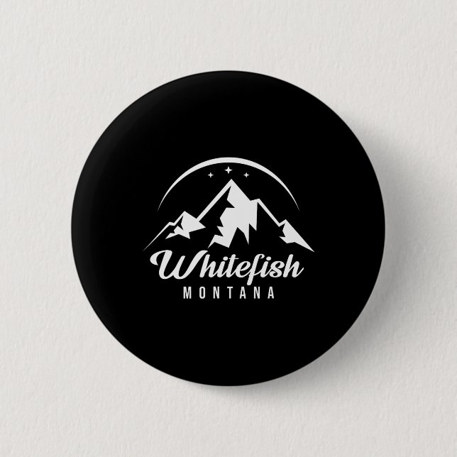 Whitefish Montana Skigebiet Snowboarden Button (Vorderseite)