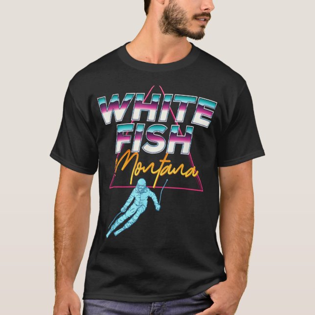 Whitefish Montana Usa Ski Resort 1980s Retro T-Shirt (Vorderseite)