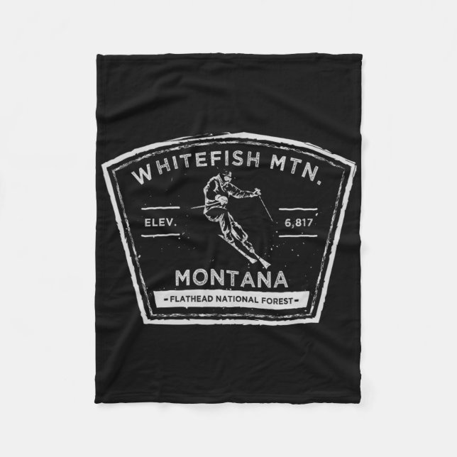 Whitefish Mountain Montana Schnee Skifahren  Fleecedecke (Vorderseite)