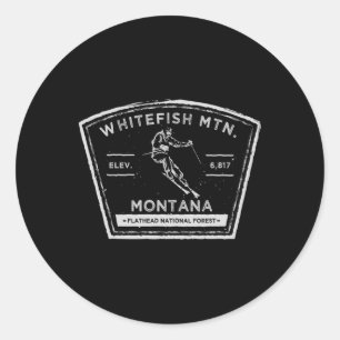 Whitefish Mountain Montana Schnee Skifahren Runder Aufkleber