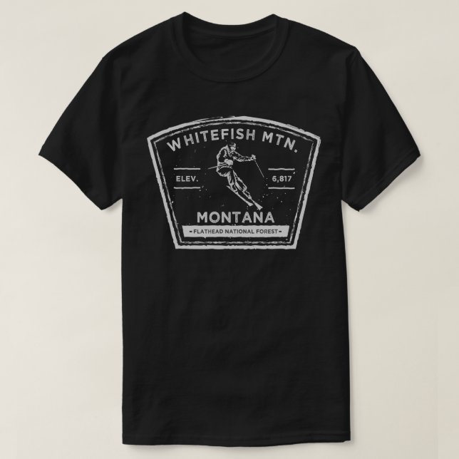 Whitefish Mountain Montana Skifahren T-Shirt (Design vorne)
