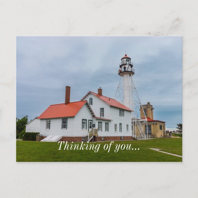 Whitefish Point Leuchtturm Denken Sie an Sie Postkarte (Vorderseite)