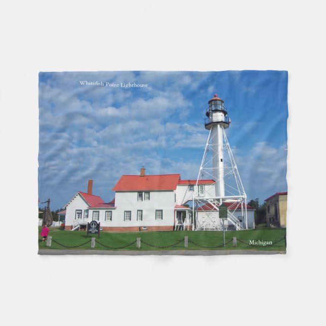 Whitefish Point Lighthouse Fleece Decke (Vorderseite (Horizontal))