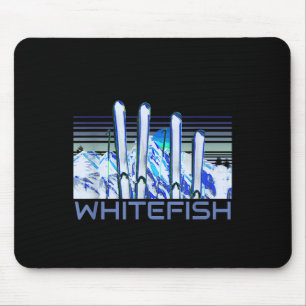 Whitefish-Ski-Zubehör Retro-Whitefish-Skifahren Mousepad