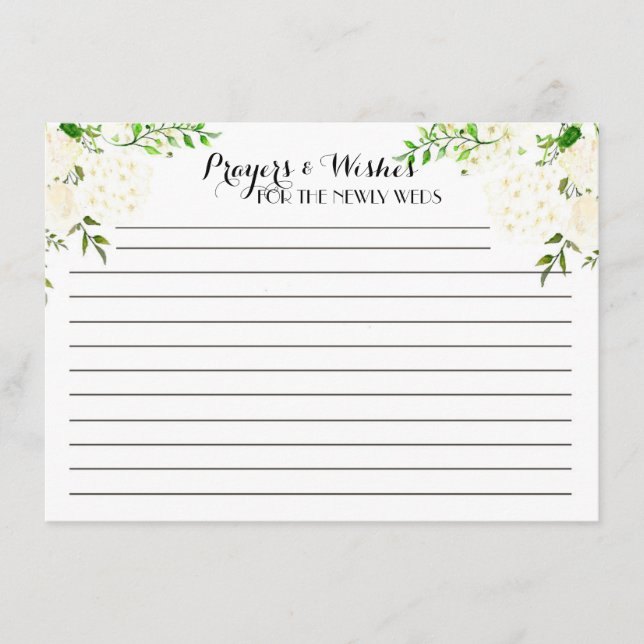 WhiteFloral Advice Cards, Gebete, Wünsche Hinweiskarte (Vorderseite)