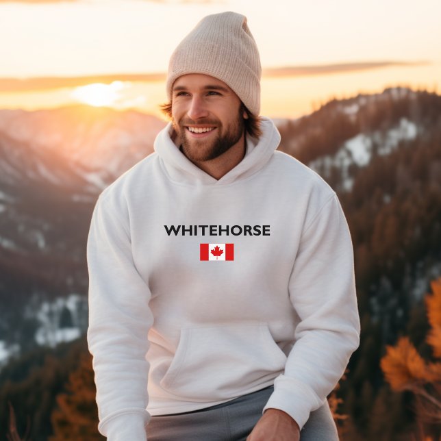 Whitehorse Kanada kanadische Flagge Licht Farbe Hoodie (Von Creator hochgeladen)