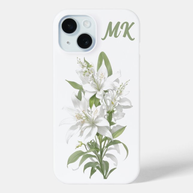 Whitelly Blume Monogram Phone Case (Rückseite)