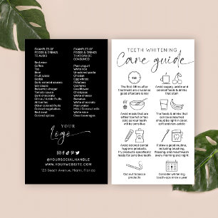 Whitening Aftercare Guide für einfache Skriptlogos Visitenkarte