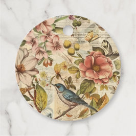 Whitepaper über botanische Whimsy-Collage Geschenkanhänger