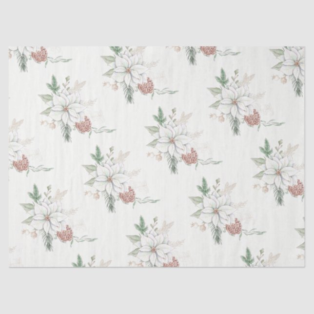 Whitepaper zu Poinsettien und Kiefernzapfen Seidenpapier (Vorderseite)