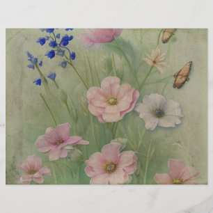 Whitepaper zu Vintagen Wildblumen in Grün und Rosa