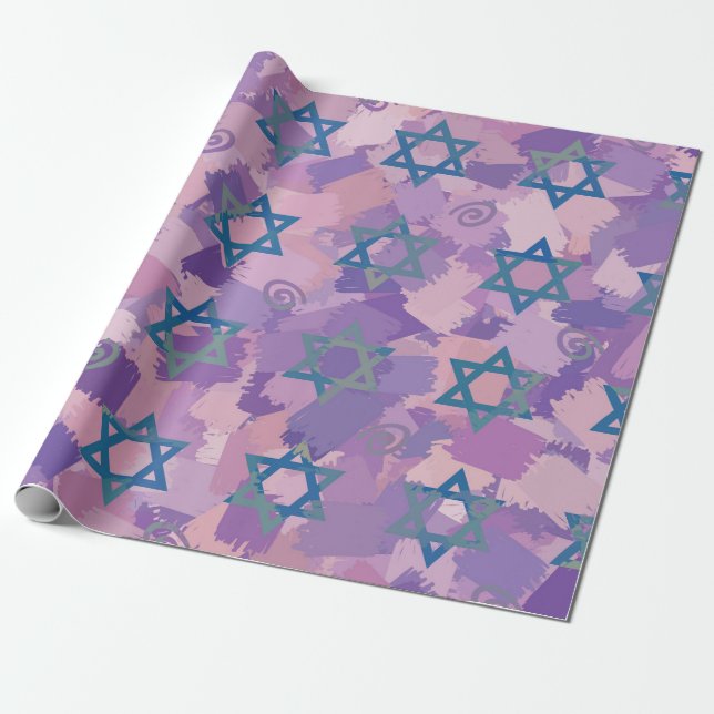 Whitepaper zum Design von Blue Jewish Star Geschenkpapier (Ungerollt)