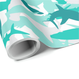 Whitepaper zum Drucken von Haifisch und Aquamarine Geschenkpapier