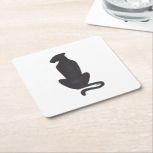 Whitepaper zur Silhouette von Black Cat Untersetze Rechteckiger Pappuntersetzer
