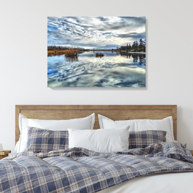 Whiteshell Herbstreflektion Stretch Canvas Print Leinwanddruck (Insitu (Schlafzimmer))