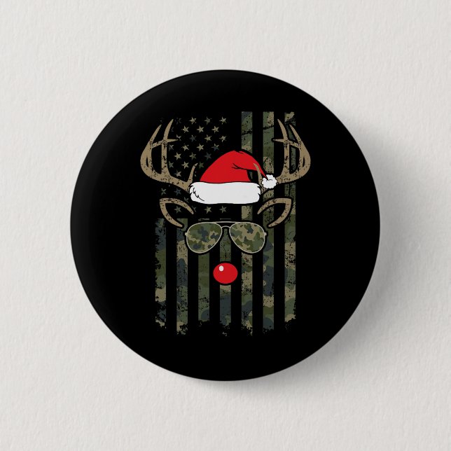 Whitetail Buck Bow Hunter Camouflage Funny Deer Ju Button (Vorderseite)