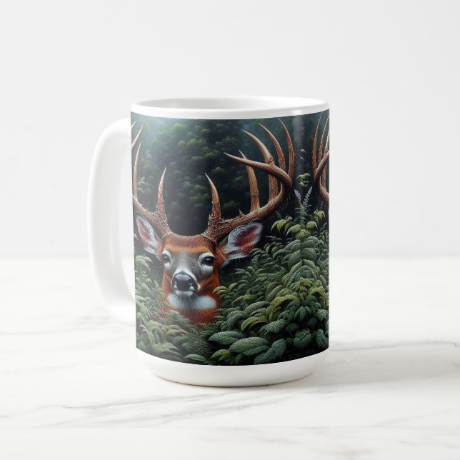 Whitetail Buck Deer in grünen Folien Kaffeetasse (Vorderseite Links)