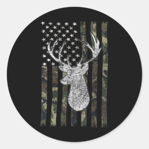 Whitetail Buck Deer Jagd American Camouflage Us Runder Aufkleber