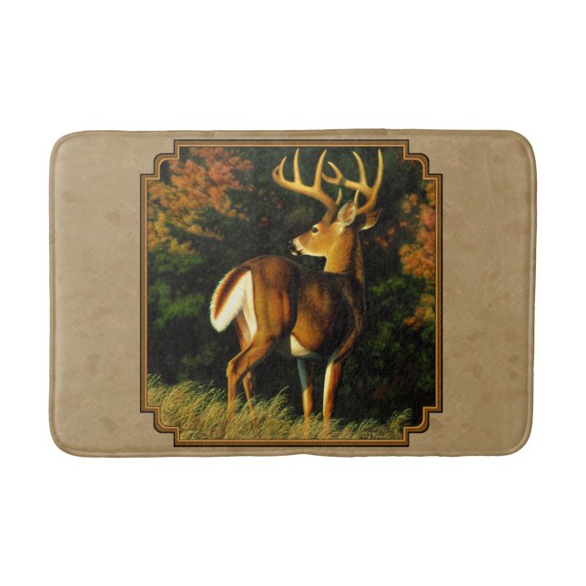 Whitetail Buck Deer Jagdtan Badematte (Vorderseite)