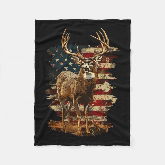 Whitetail Buck Deer Jagen 4. Juli US-amerikanische Fleecedecke (Vorderseite)