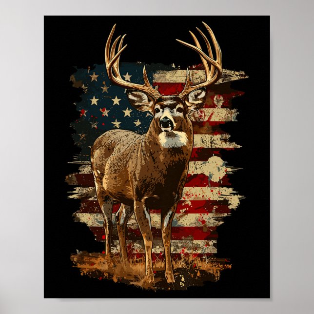 Whitetail Buck Deer Jagen 4. Juli US-amerikanische Poster (Vorne)