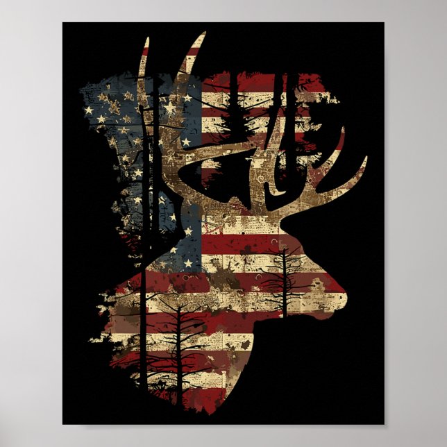 Whitetail Buck Deer Jagen 4. Juli US-amerikanische Poster (Vorne)