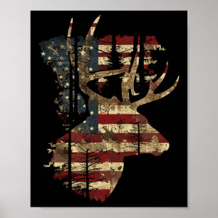 Whitetail Buck Deer Jagen 4. Juli US-amerikanische Poster