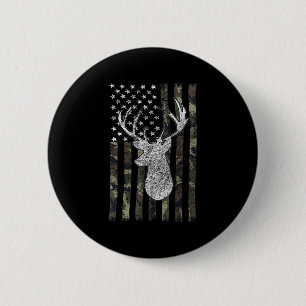 Whitetail Buck Deer Junting American Camouflage US Button