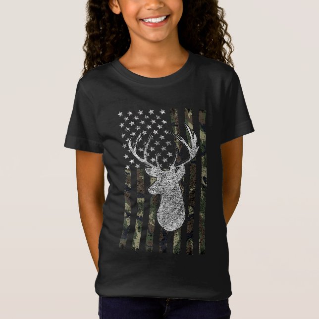 Whitetail Buck Deer Junting American Camouflage US T-Shirt (Vorderseite)