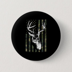 Whitetail Buck Deer Junting USA Camouflage America Button