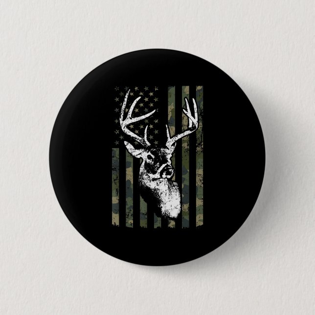Whitetail Buck Deer Junting USA Camouflage America Button (Vorderseite)