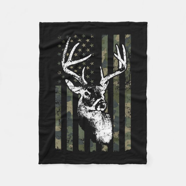 Whitetail Buck Deer Junting USA Camouflage America Fleecedecke (Vorderseite)