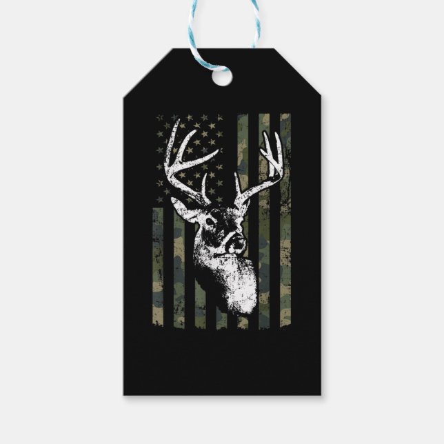 Whitetail Buck Deer Junting USA Camouflage America Geschenkanhänger (Vorderseite)