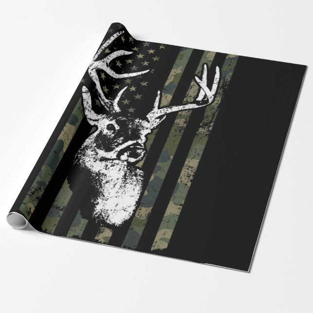 Whitetail Buck Deer Junting USA Camouflage America Geschenkpapier (Ungerollt)