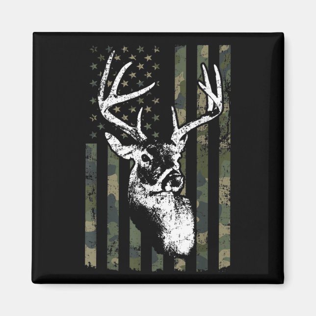 Whitetail Buck Deer Junting USA Camouflage America Magnet (Vorne)