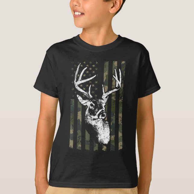 Whitetail Buck Deer Junting USA Camouflage America T-Shirt (Vorderseite)