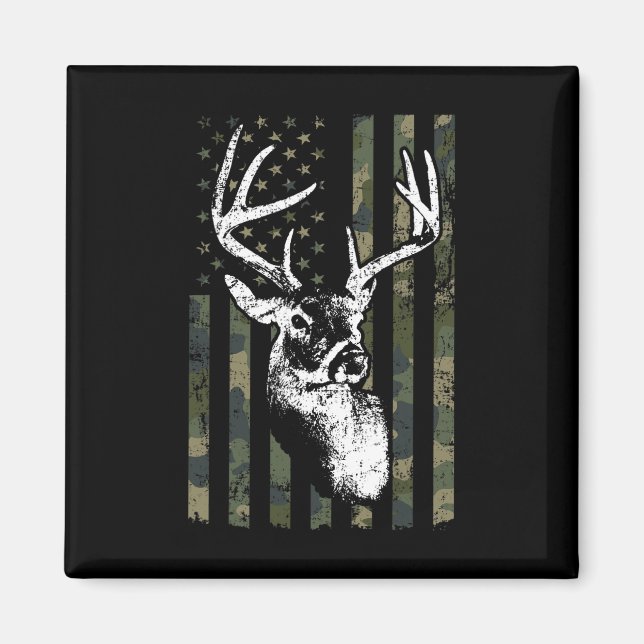 Whitetail Buck Deer Junting Usa Camouflage Amerika Magnet (Vorne)